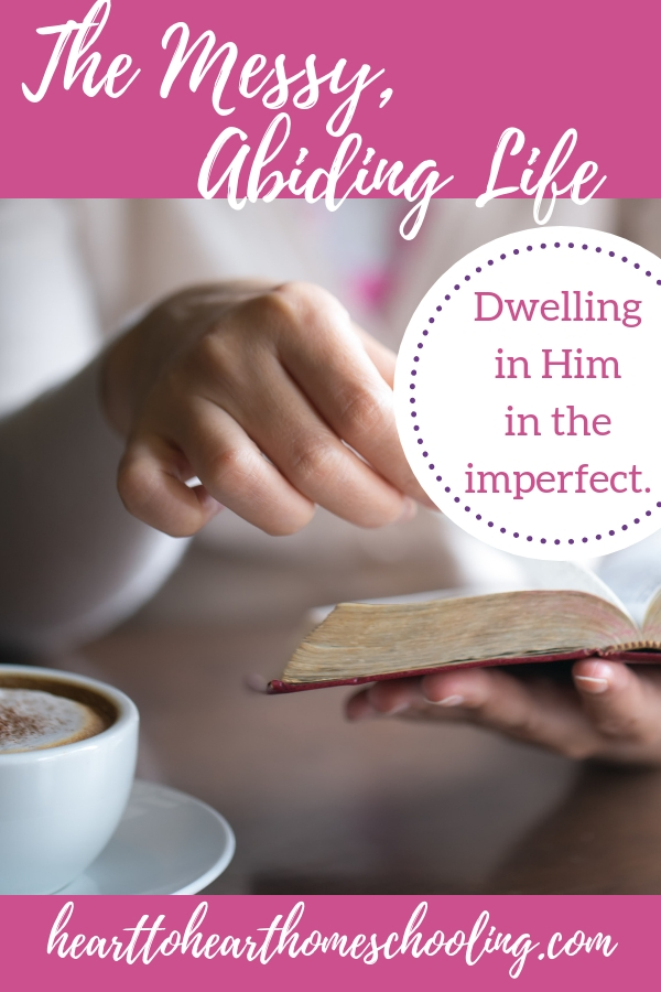 How can we abide in Christ when our lives are so messy? Do our lives have to be perfect, do WE need to be perfect, to be in fellowship with Him? #faith #Christianfaith homeschool mom | faith | homeschool | encouragement | encouragement for Christian women