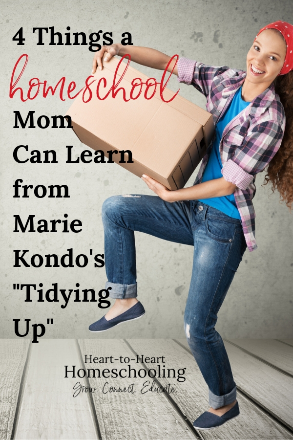 Find out how you can use 4 principles from Tidying Up to cultivate a better homeschool experience. #homeschool #homeschooling | homeschool ideas | homeschool tips | homeschool Christian | homeschool mom | homeschool encouragement | tidying up | minimalist homeschooling | minimalist homeschooling ideas