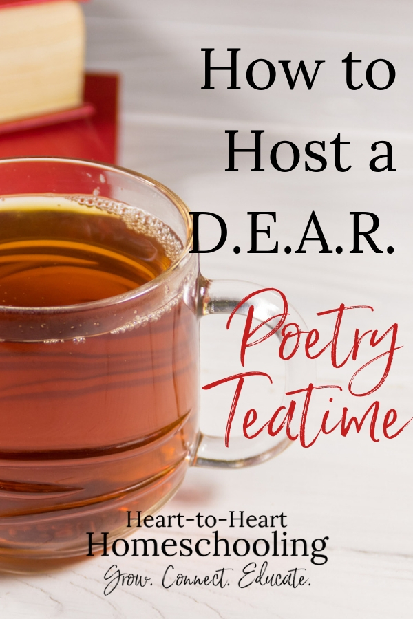 Celebrate Drop Everything and Read Day with a fun poetry teatime! From the Poetry Teatime Inspiration Series. #homeschool #poetry #BraveWriter | homeschool | homeschool inspiration | homeschool ideas | poetry teatime | poetry for kids | Brave Writer lifestyle | Brave Writer homeschool | Brave Writer poetry teatime | Brave Writer poetry | Brave Writer kids | Brave Writer fun